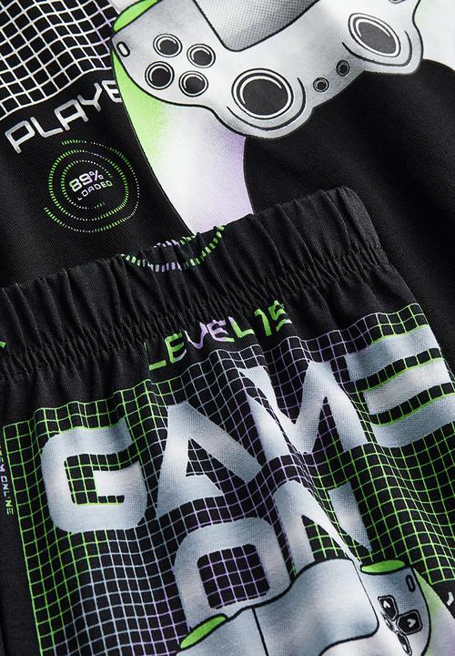 H&M - Cotton jersey pyjamas - black game on