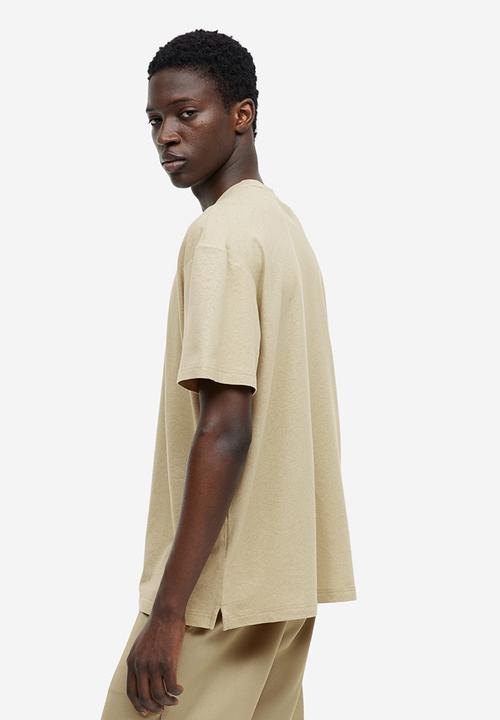 H&M - Relaxed-fit linen-blend T-shirt - light khaki green