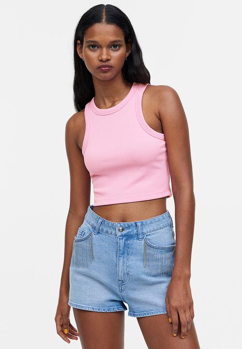 H&M - Cropped vest top - light pink