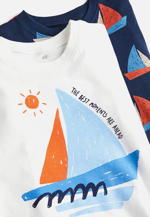 H&M - 2-Pack printed t-shirts - dark blue sailboat