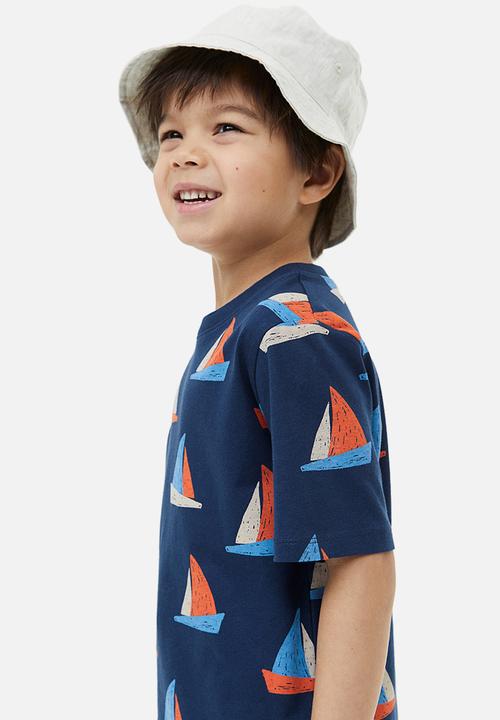 H&M - 2-Pack printed t-shirts - dark blue sailboat
