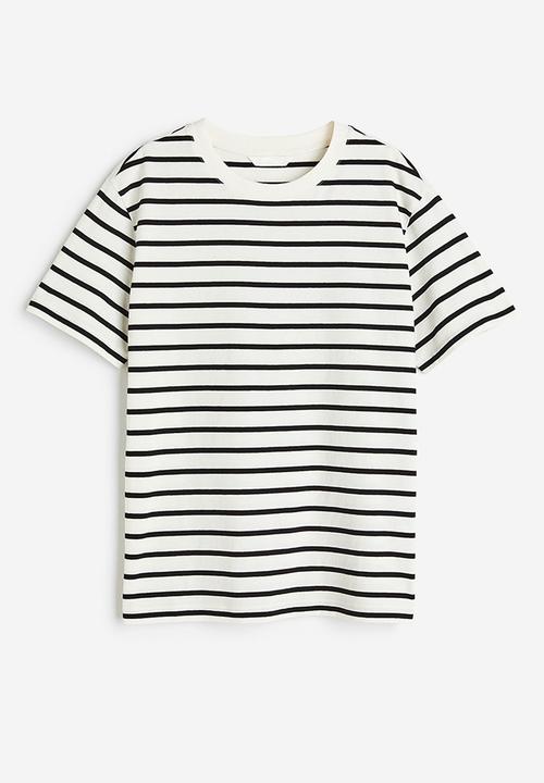 H&M - Cotton t-shirt - white & black striped 