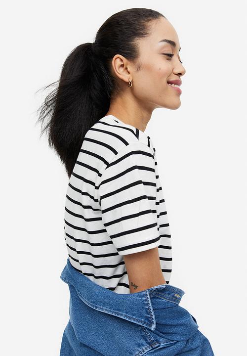 H&M - Cotton t-shirt - white & black striped 