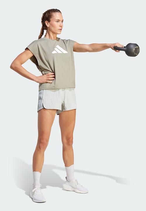 adidas Performance - Ti logo t - silver pebble / white