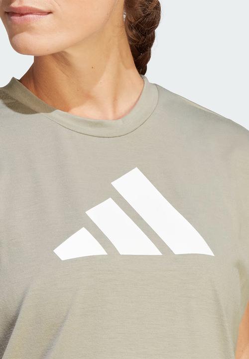 adidas Performance - Ti logo t - silver pebble / white