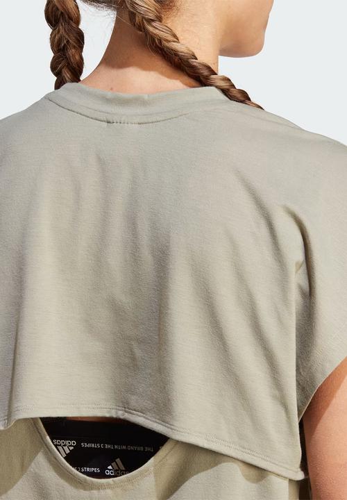 adidas Performance - Ti logo t - silver pebble / white