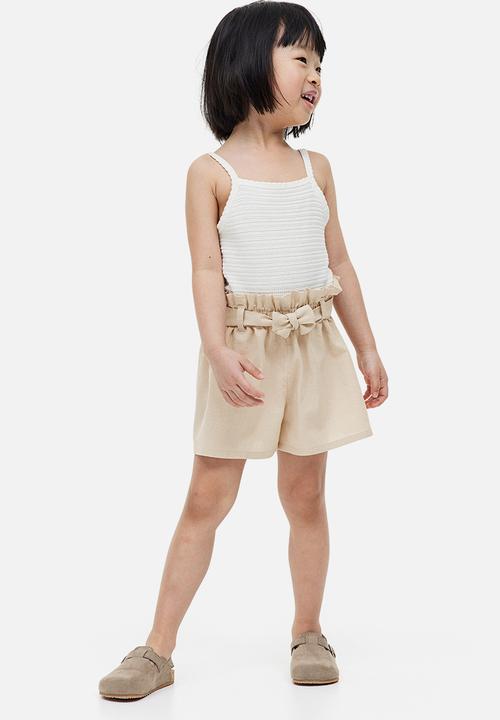 H&M - Linen-blend shorts - light beige 
