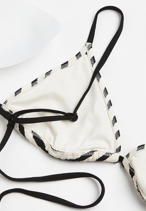 H&M - Padded triangle bikini top - white & black striped 