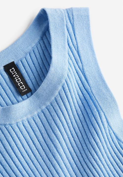 H&M - Rib-knit vest top - light blue 