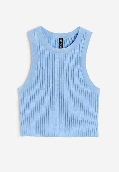 H&M - Rib-knit vest top - light blue 