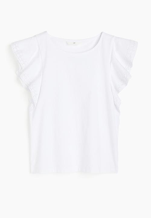 H&M - Flutter-sleeve jersey top - white