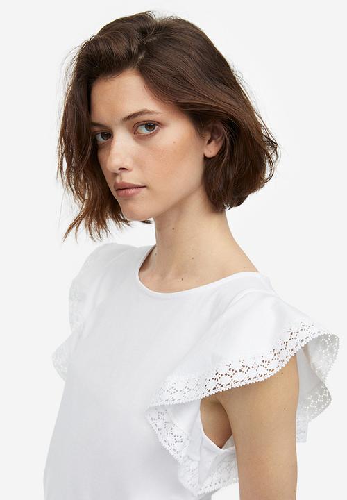 H&M - Flutter-sleeve jersey top - white