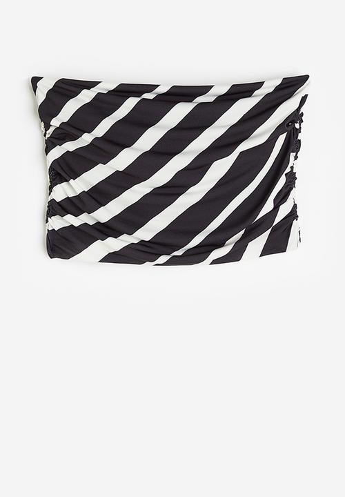 H&M - Draped tube top - black striped 