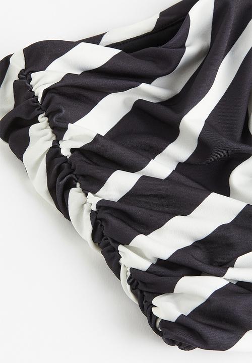 H&M - Draped tube top - black striped 