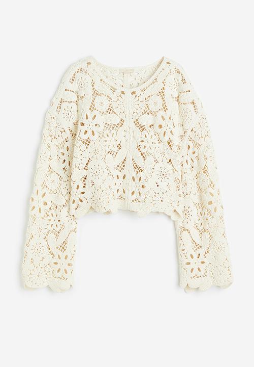H&M - Crochet-look jumper - cream 