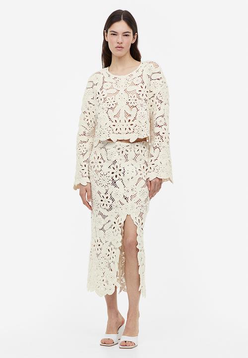 H&M - Crochet-look jumper - cream 