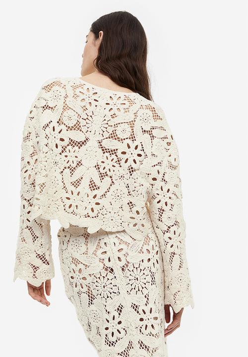 H&M - Crochet-look jumper - cream 
