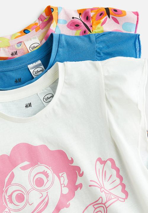 H&M - 3-Pack printed flutter-sleeved tops - blue/encanto