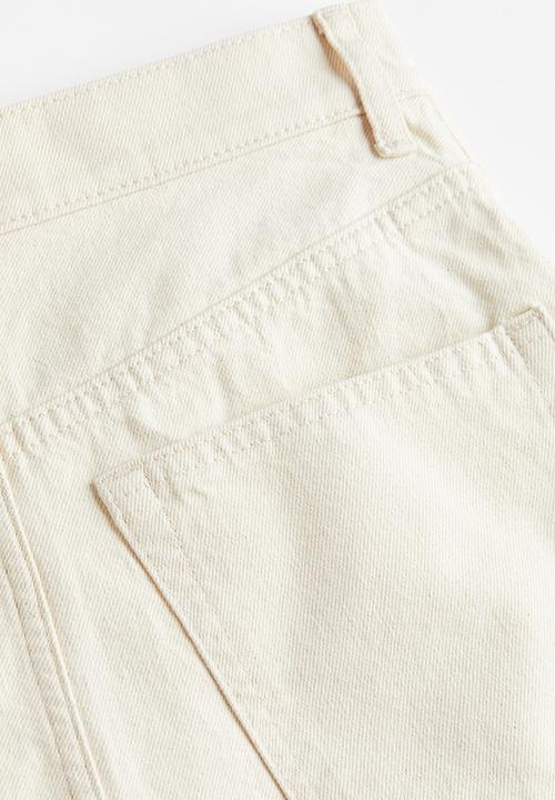 H&M - Slit-hem denim skirt - cream 
