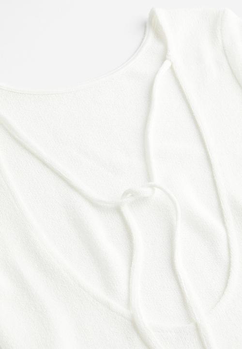 H&M - Tie-detail knitted dress - white