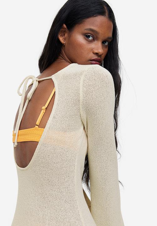 H&M - Tie-detail knitted dress - beige