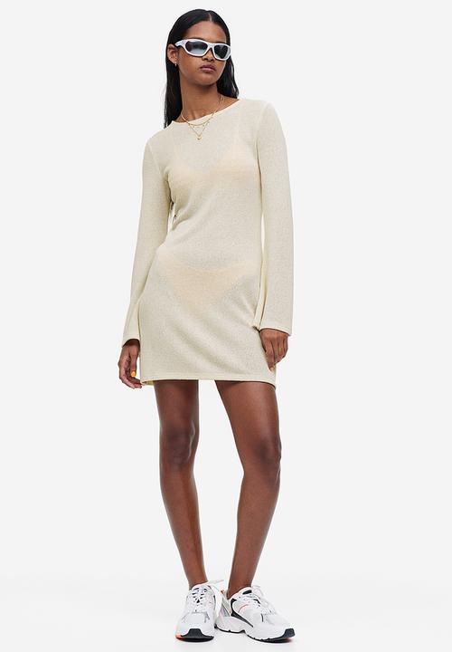 H&M - Tie-detail knitted dress - beige