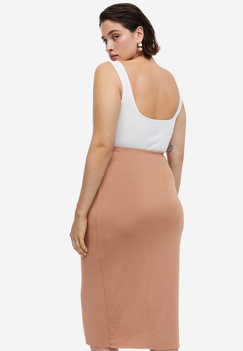H&M - Gusset-panel jersey skirt - dark beige 