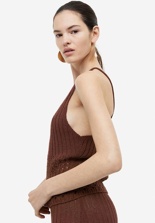 H&M - Pointelle-knit vest top - brown