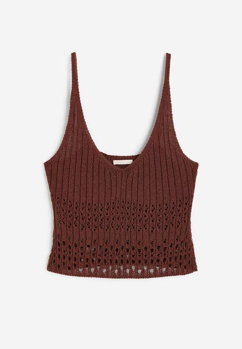 H&M - Pointelle-knit vest top - brown