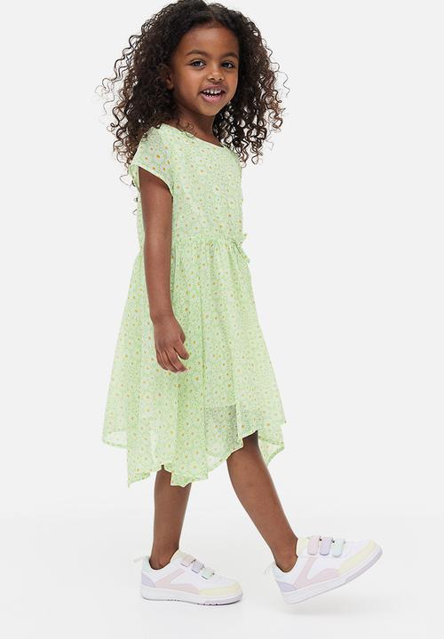 H&M - Chiffon dress - light green/daisies