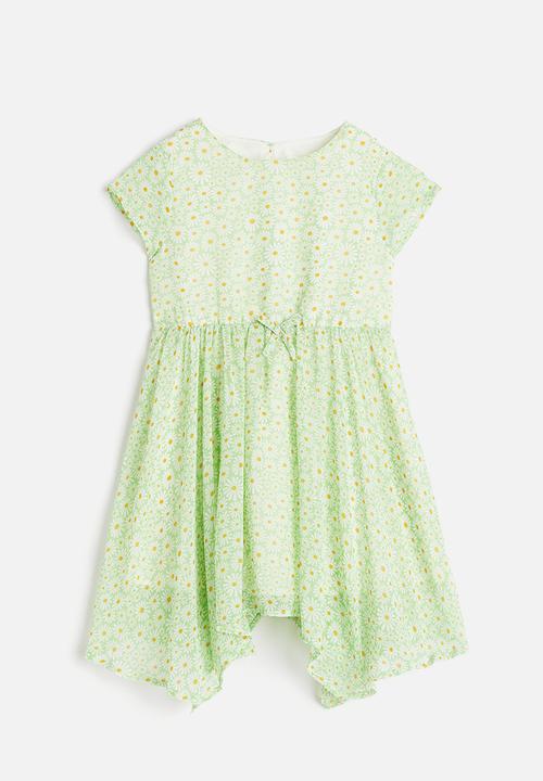 H&M - Chiffon dress - light green/daisies