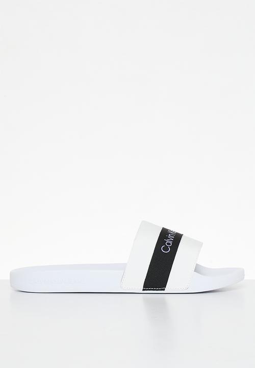 Calvin Klein - Slide printed logo web - bright white/black