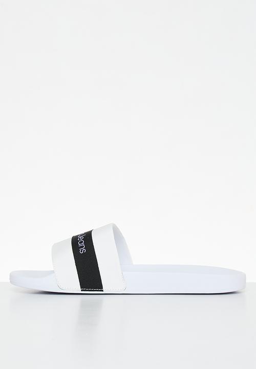 Calvin Klein - Slide printed logo web - bright white/black