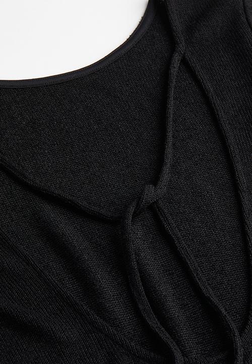 H&M - Tie-detail knitted dress - black