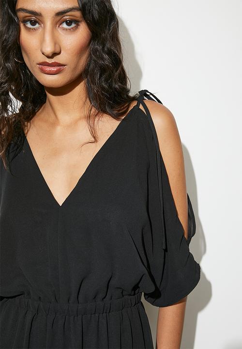 VELVET - Cold shoulder empire maxi dress - black