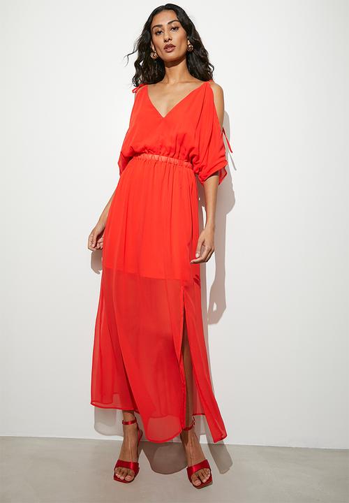 Cold-Shoulder Empire Max Dress with Slit Grape main image 1