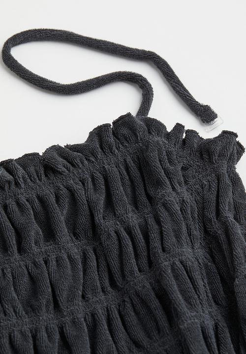 H&M - Smocked terry top - black