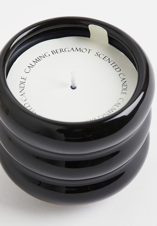 H&M - Scented candle in a stoneware holder - black calming bergamot