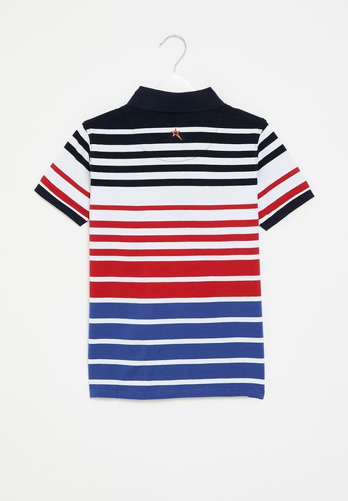 SOVIET - Boys y/dye stripe golfer - navy