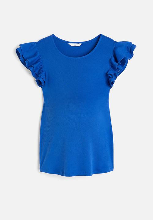 H&M - Mama flutter sleeved jersey top - bright blue