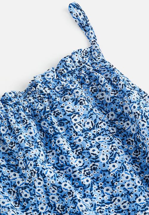 H&M - Strappy peplum top - blue/floral
