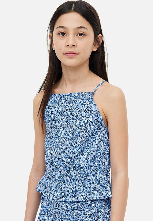 H&M - Strappy peplum top - blue/floral