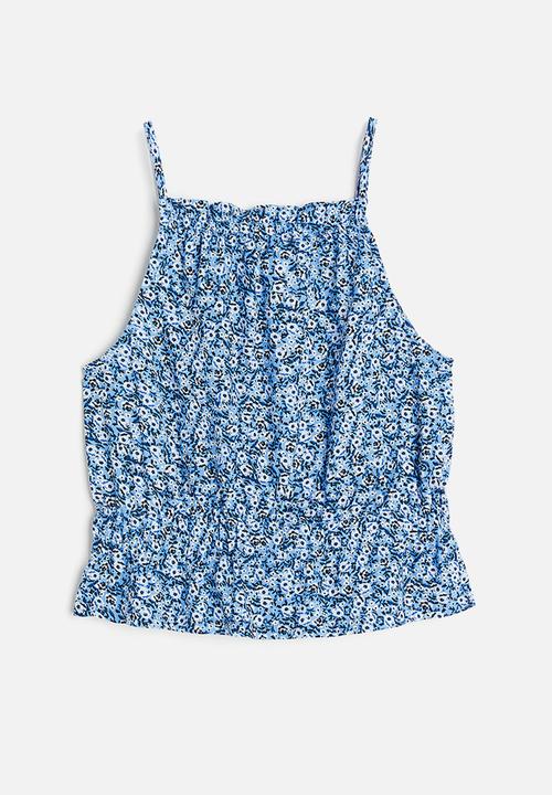 H&M - Strappy peplum top - blue/floral