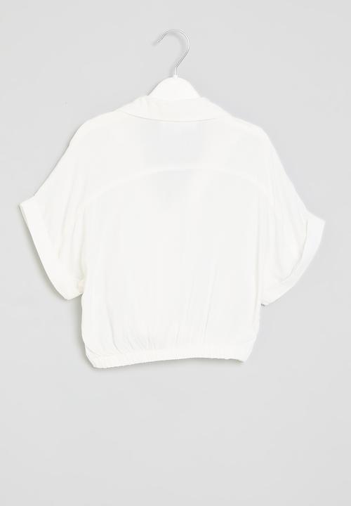 Superbalist - Short sleeve crop top - white