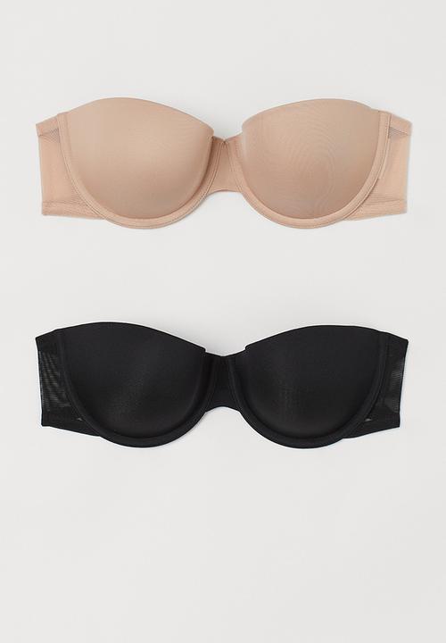 H&M - 2-Pack strapless bras - light beige & black