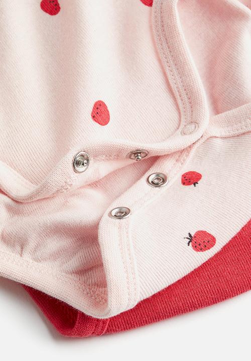 H&M - 2-pack sleeveless cotton bodysuits - red/strawberries