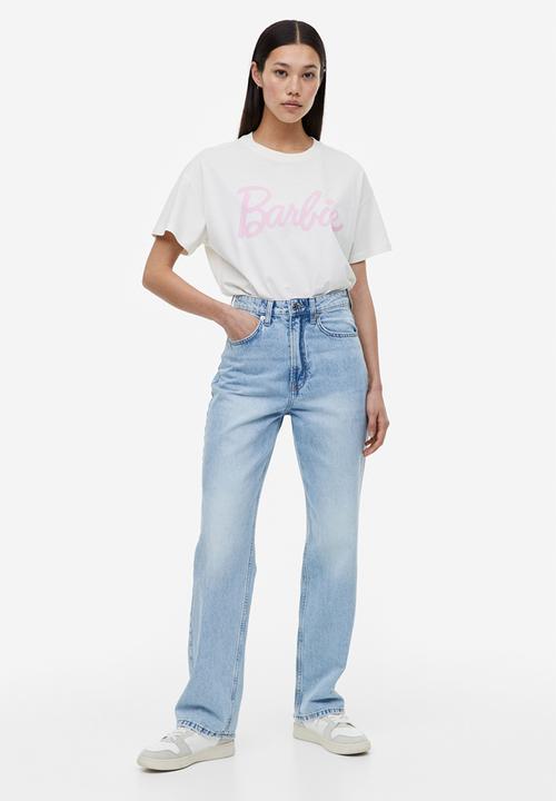 H&M - Oversized printed T-shirt - cream barbie