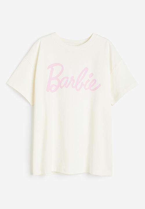 H&M - Oversized printed T-shirt - cream barbie