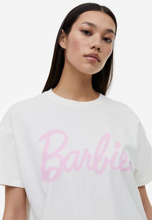 H&M - Oversized printed T-shirt - cream barbie