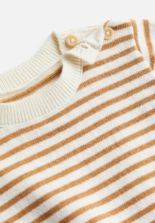 H&M - 2-piece knitted set - light brown/striped